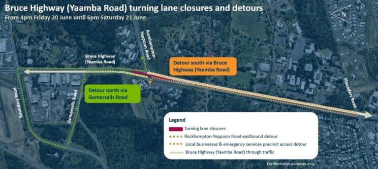 Upcoming road closures at Bruce Highway and Rockhampton-Yeppoon Road